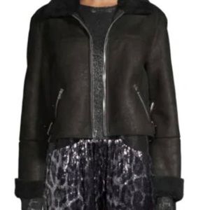 RTA Shearling Leather Moto Jacket